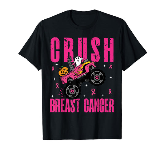 Crush Breast Cancer Awareness Monster Truck Halloween kids T-Shirt
