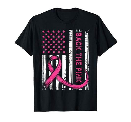 Back The Pink Breast Cancer Awareness Ribbon Support Fight T-Shirt