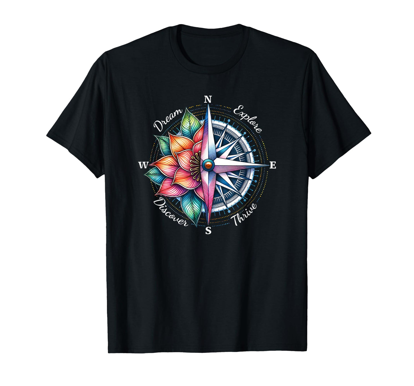 Traveler Compass Dream Explore Discover Thrive Adventure T-Shirt