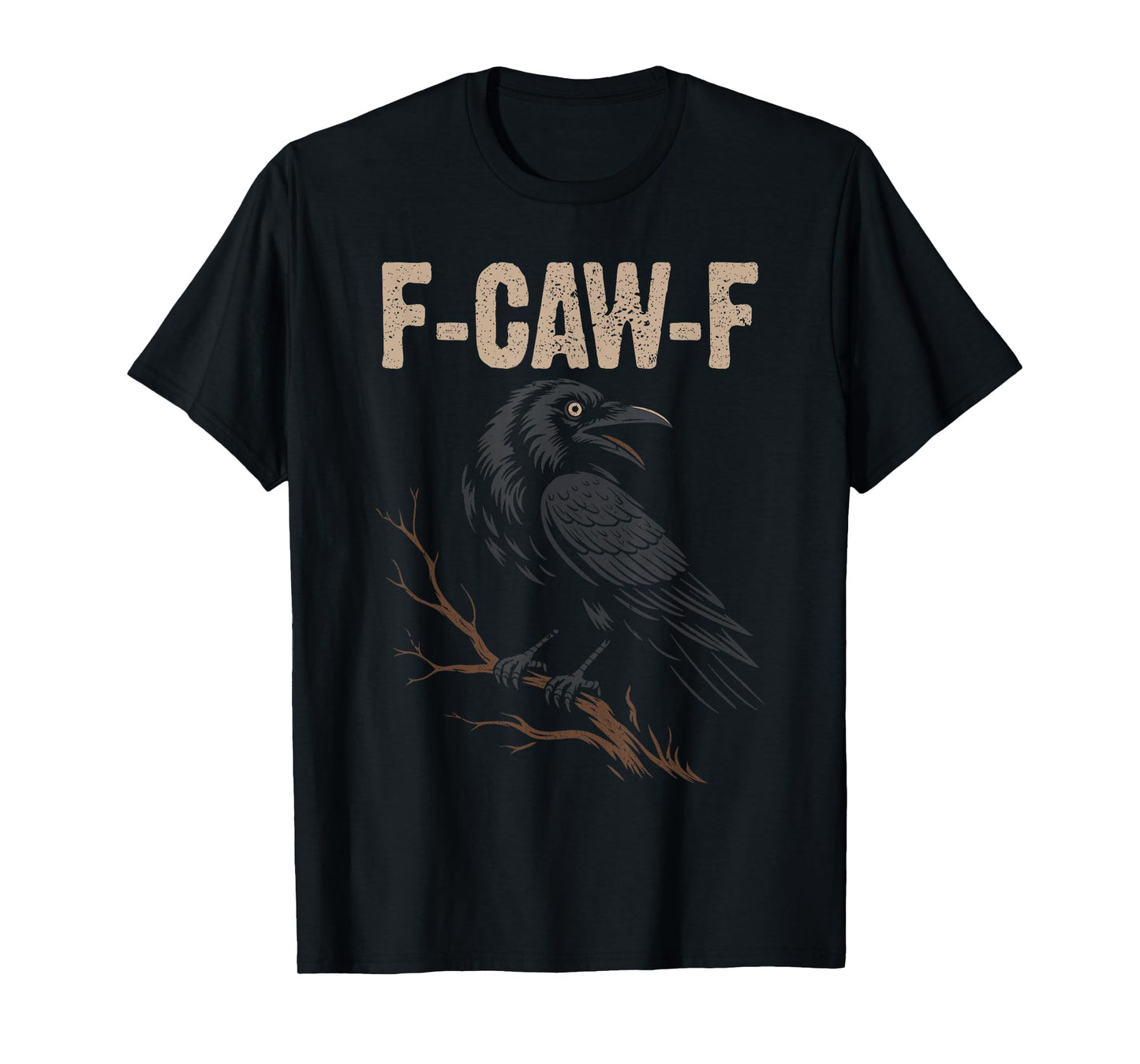 Black Crow F-Caw-F Full Moon Gothic Witchy Adult Humor Men T-Shirt