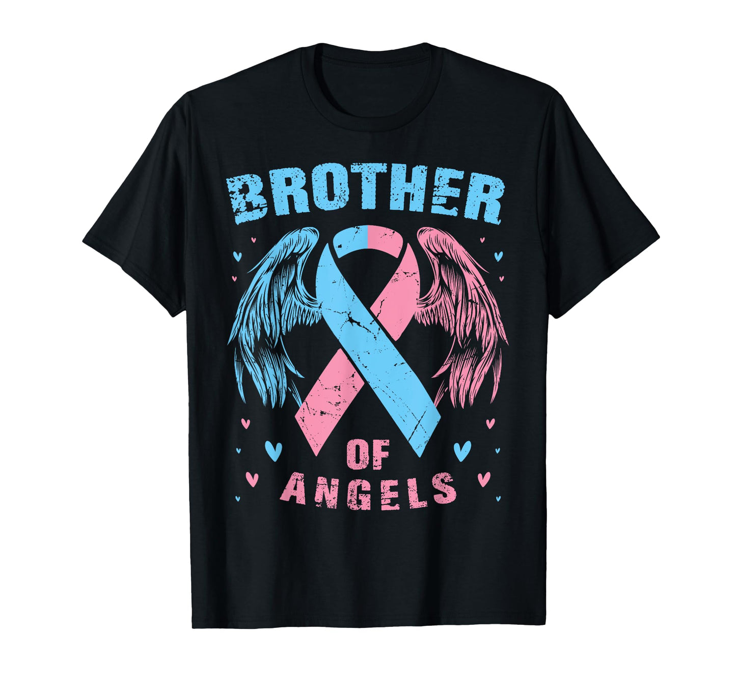 Brother of Angels Pregnancy Miscarriage Child Loss Pink Blue T-Shirt