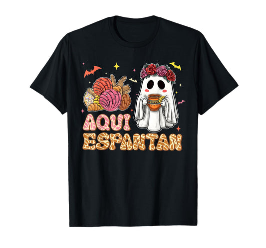Aqui Espantan Spooky Conchas Espooky Mexican Ghost Halloween T-Shirt