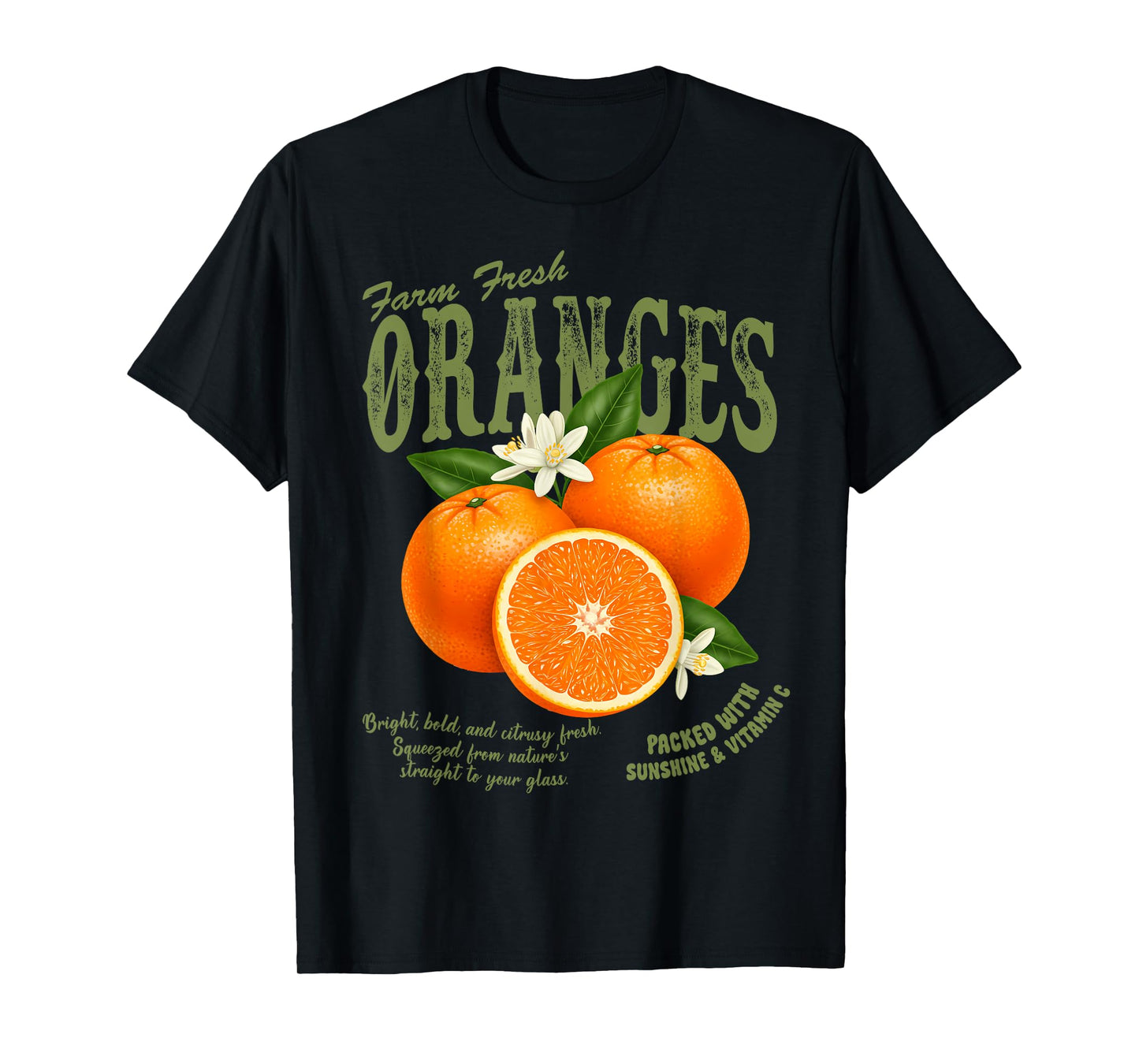 Farm Fresh Oranges Retro Farmer Market Summer Orange Lover T-Shirt