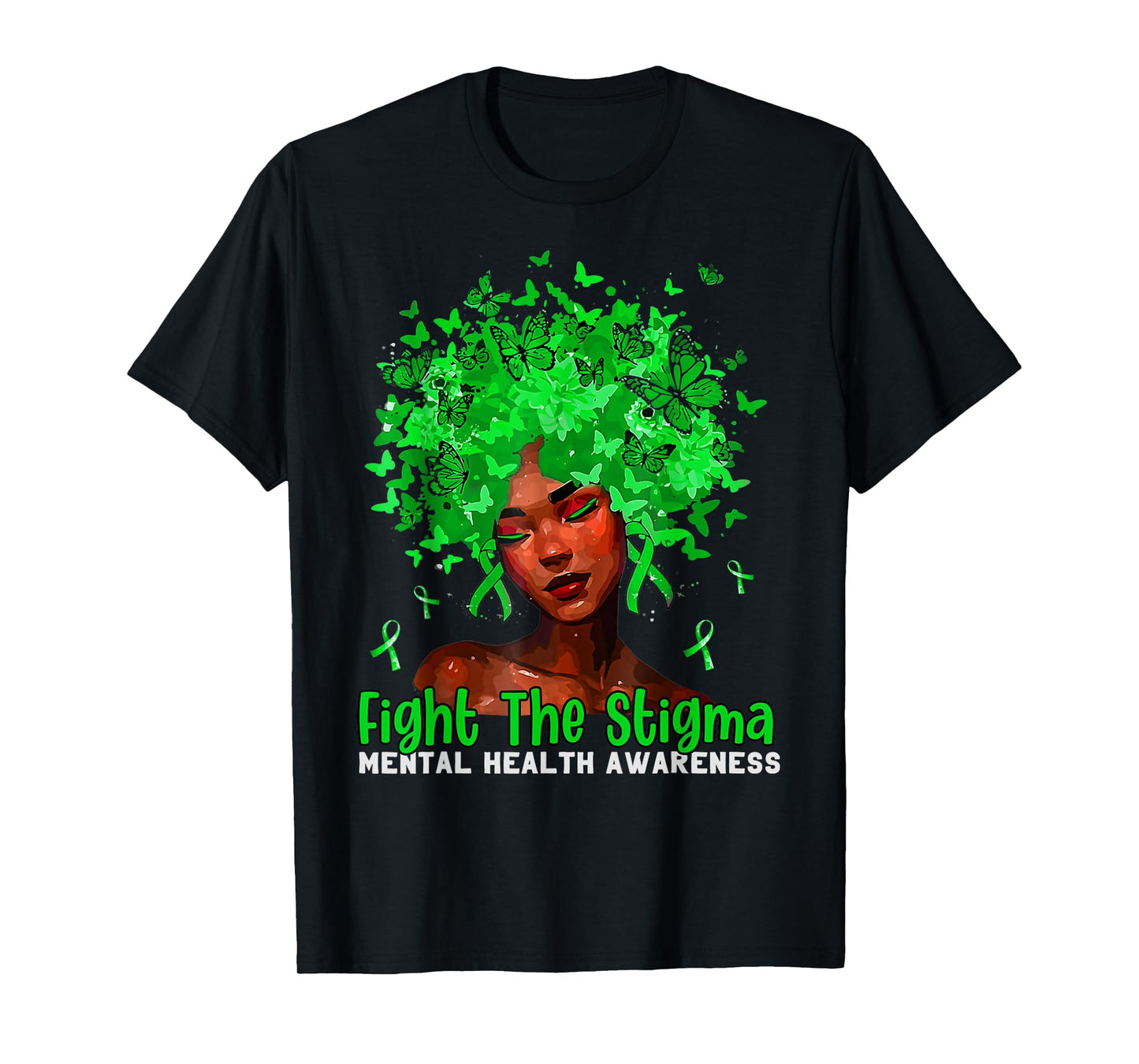 Mental Health Matters Fight The Stigma Afro African American T-Shirt