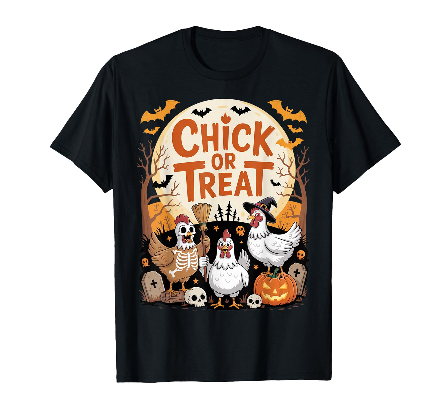 Funny Chick or Treat Funny Chicken Lover Halloween Pumpkin T-Shirt