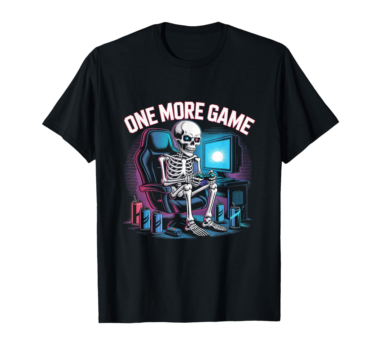 Gaming Skeleton One More Game Funny Online Gamer T-Shirt