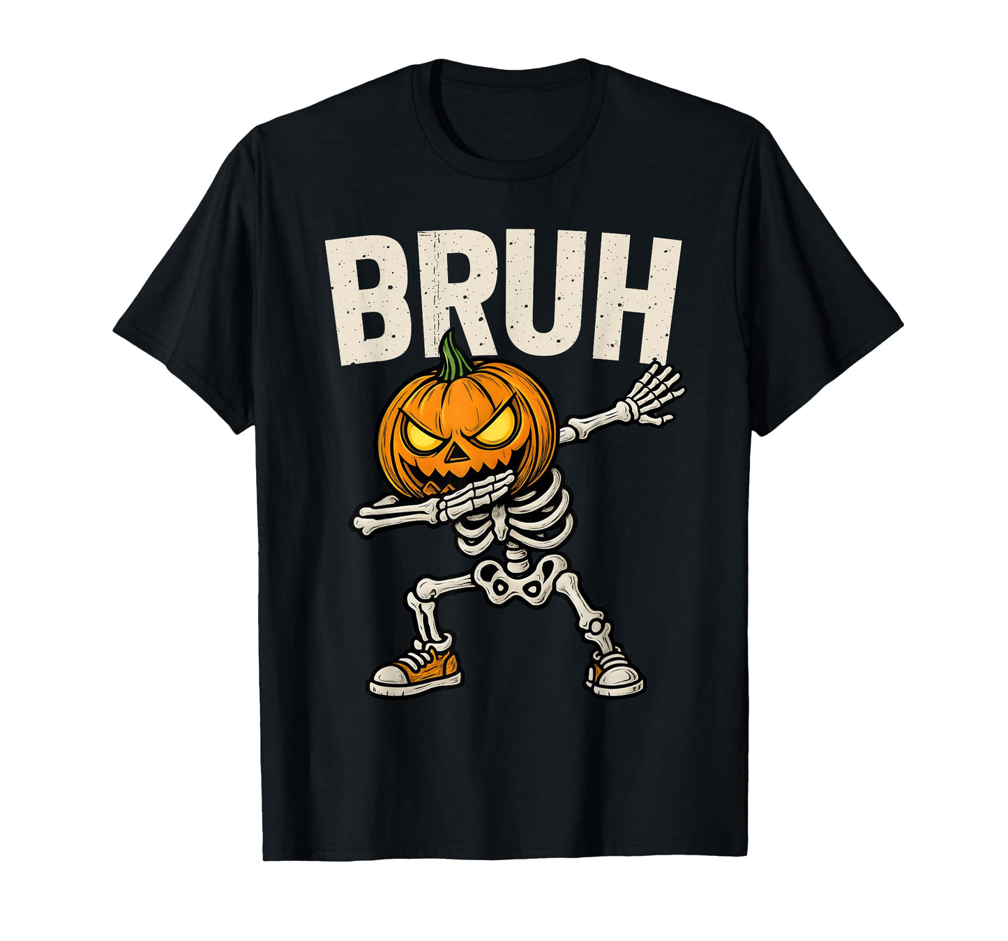 Dabbing Pumpkin Skeleton Bruh Halloween Trick Or Treat Boys T-Shirt