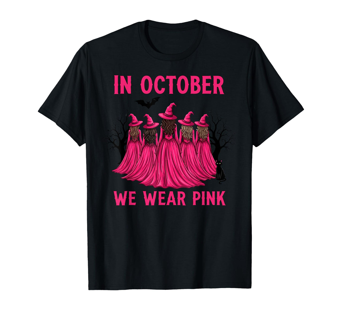 Women’s October We Wear Pink Witch Breast Cancer Awareness T-Shirt