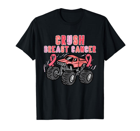Pink Monster Truck Breast Cancer Awareness Toddler Boy Kids T-Shirt
