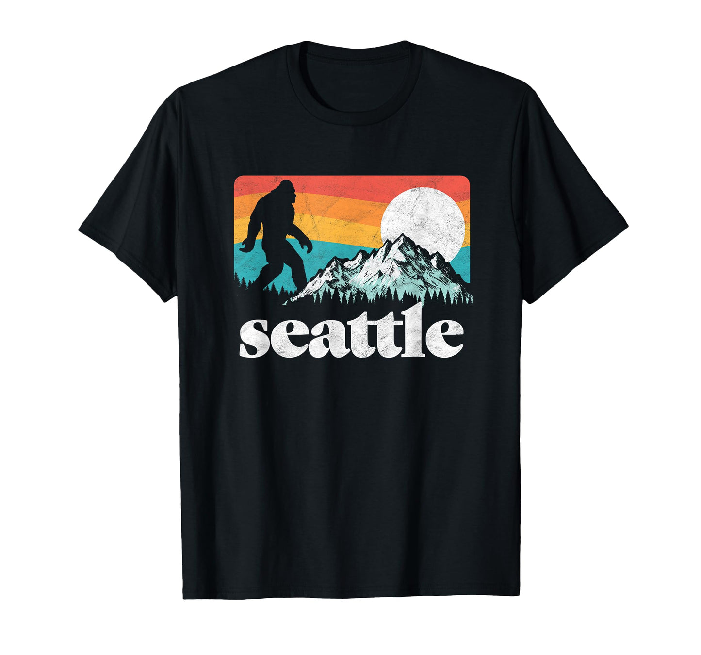 Seattle Washington Bigfoot Mountains 80's Graphic T-Shirt