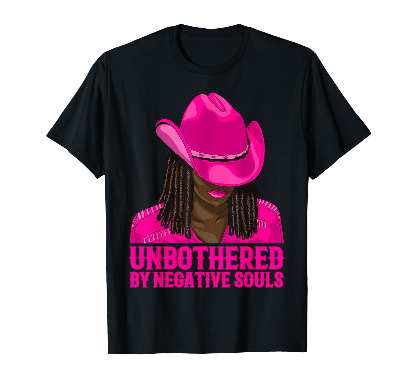 Unbothered By Negative Souls Western Cowgirl Black Women T-Shirt