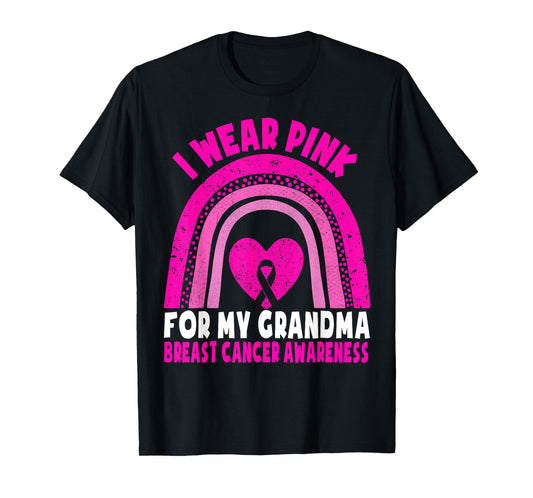 I Wear Pink For My Grandma Breast Cancer Awareness Kids T-Shirt