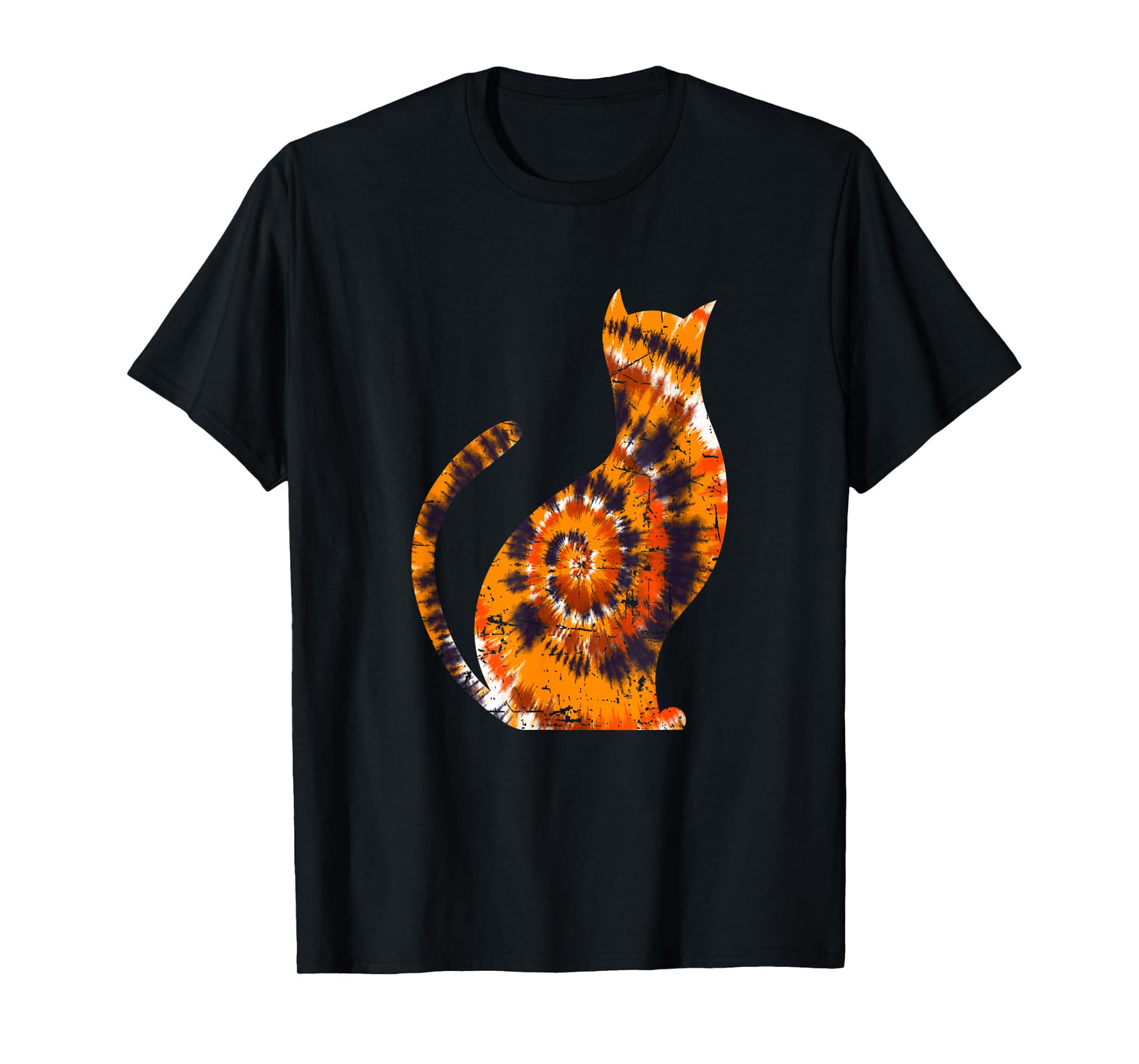 Orange Tie Dye Halloween Cat T-Shirt