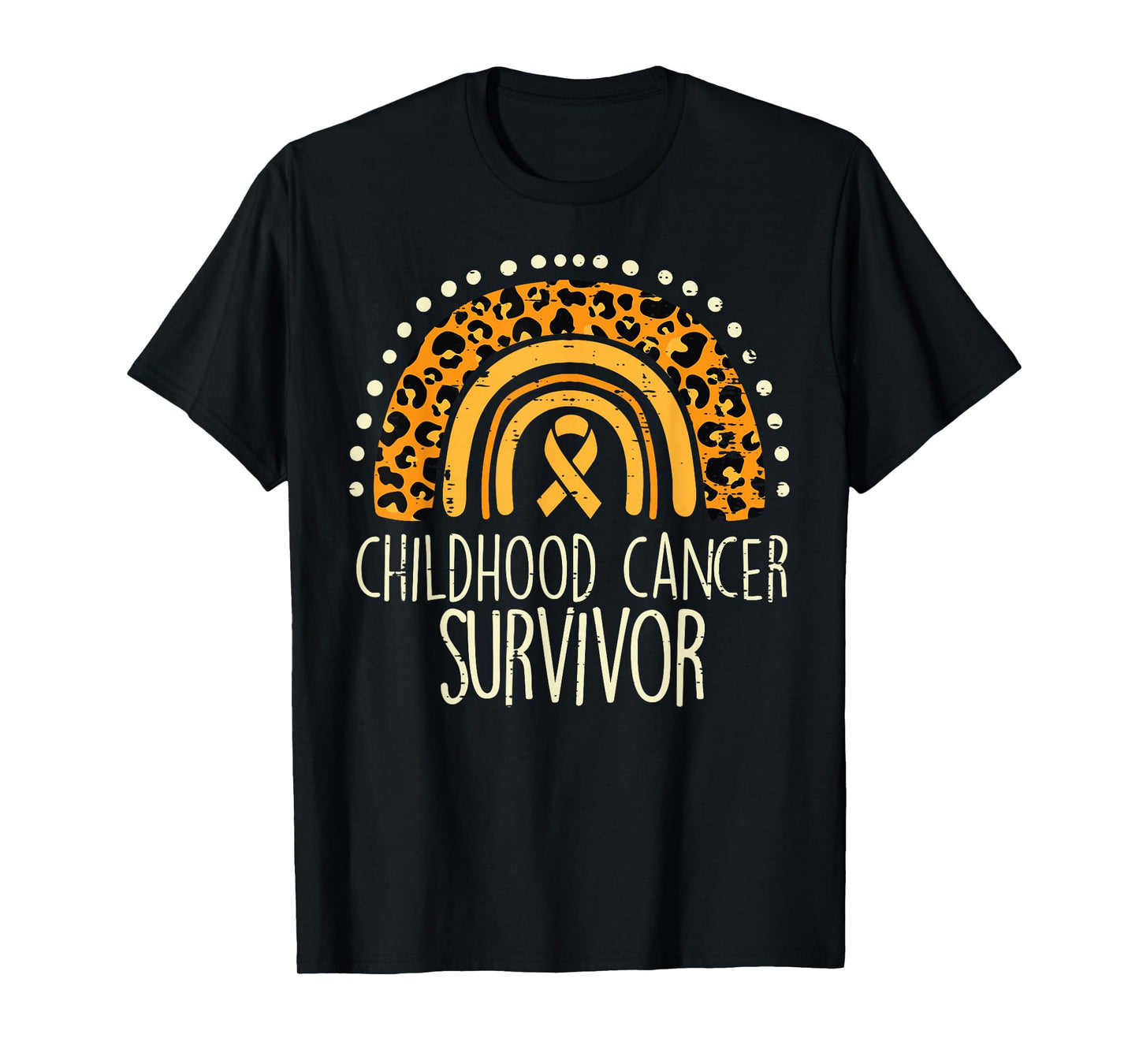 Leopard Rainbow Childhood Cancer Survivor Awareness Ribbon T-Shirt
