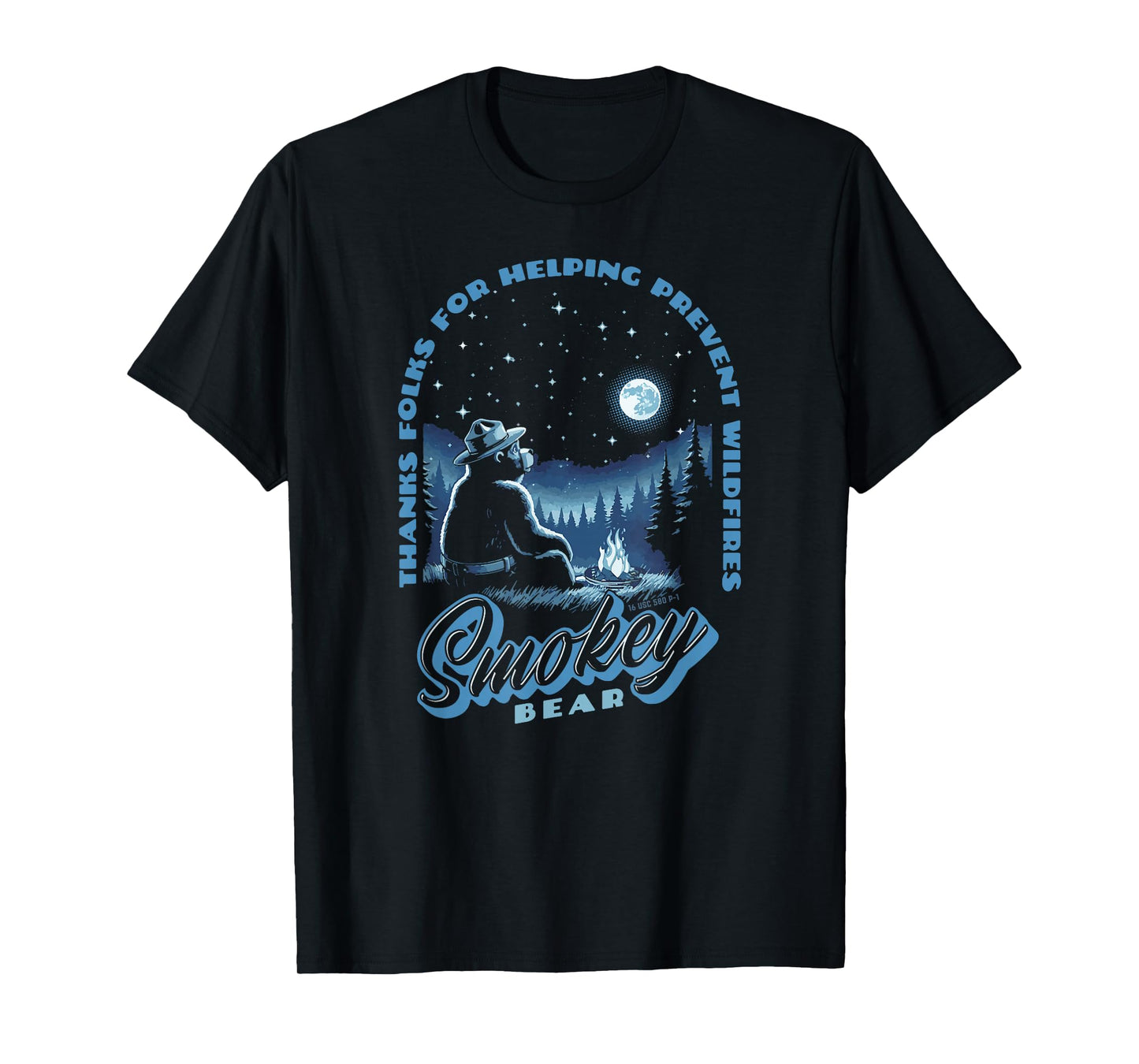 Stargazing Smokey Bear Thanks For Helping Prevent Wildfires T-Shirt