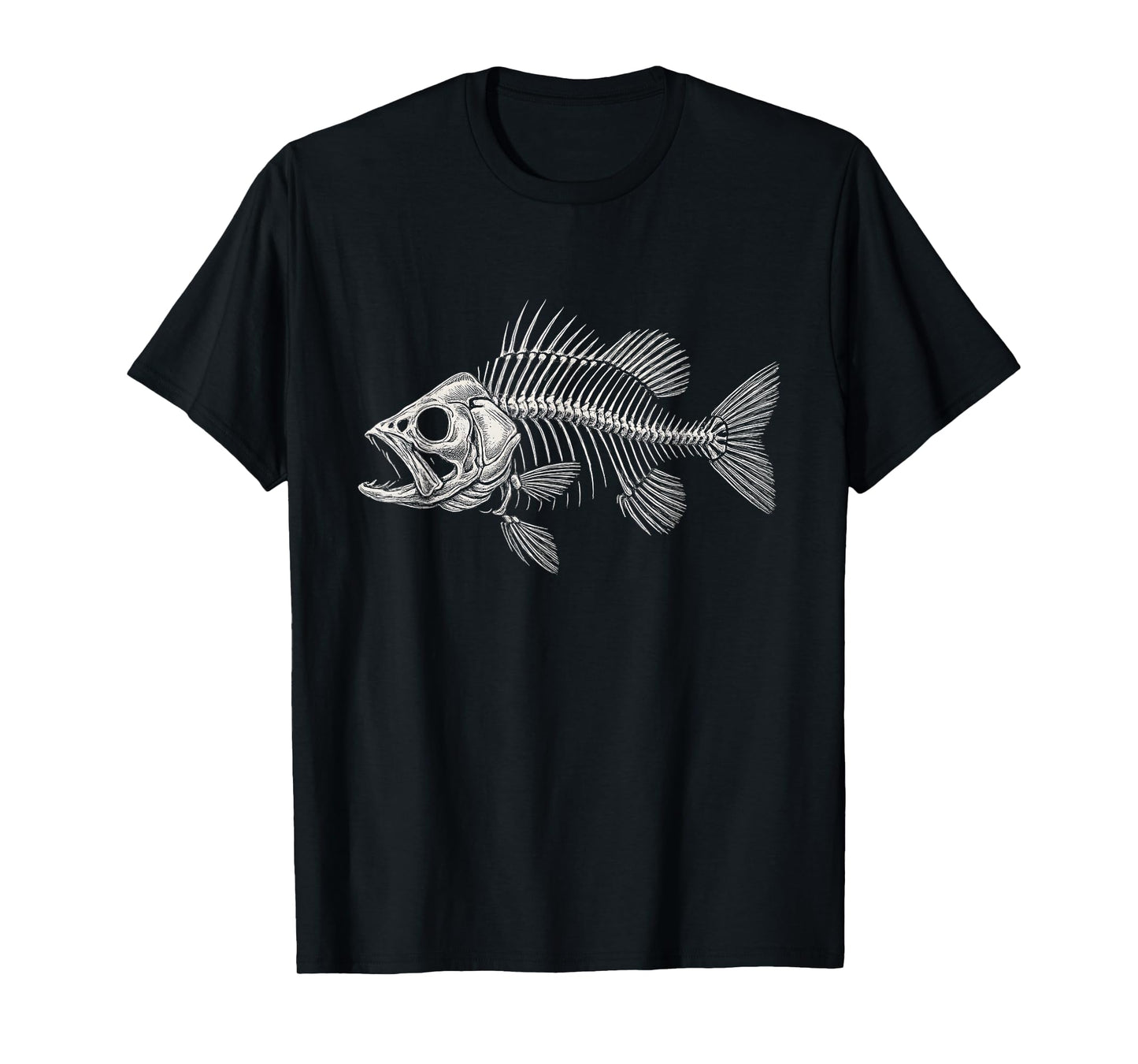 Vintage Bass Fish Skeleton Bones Fishing Fisherman Halloween T-Shirt