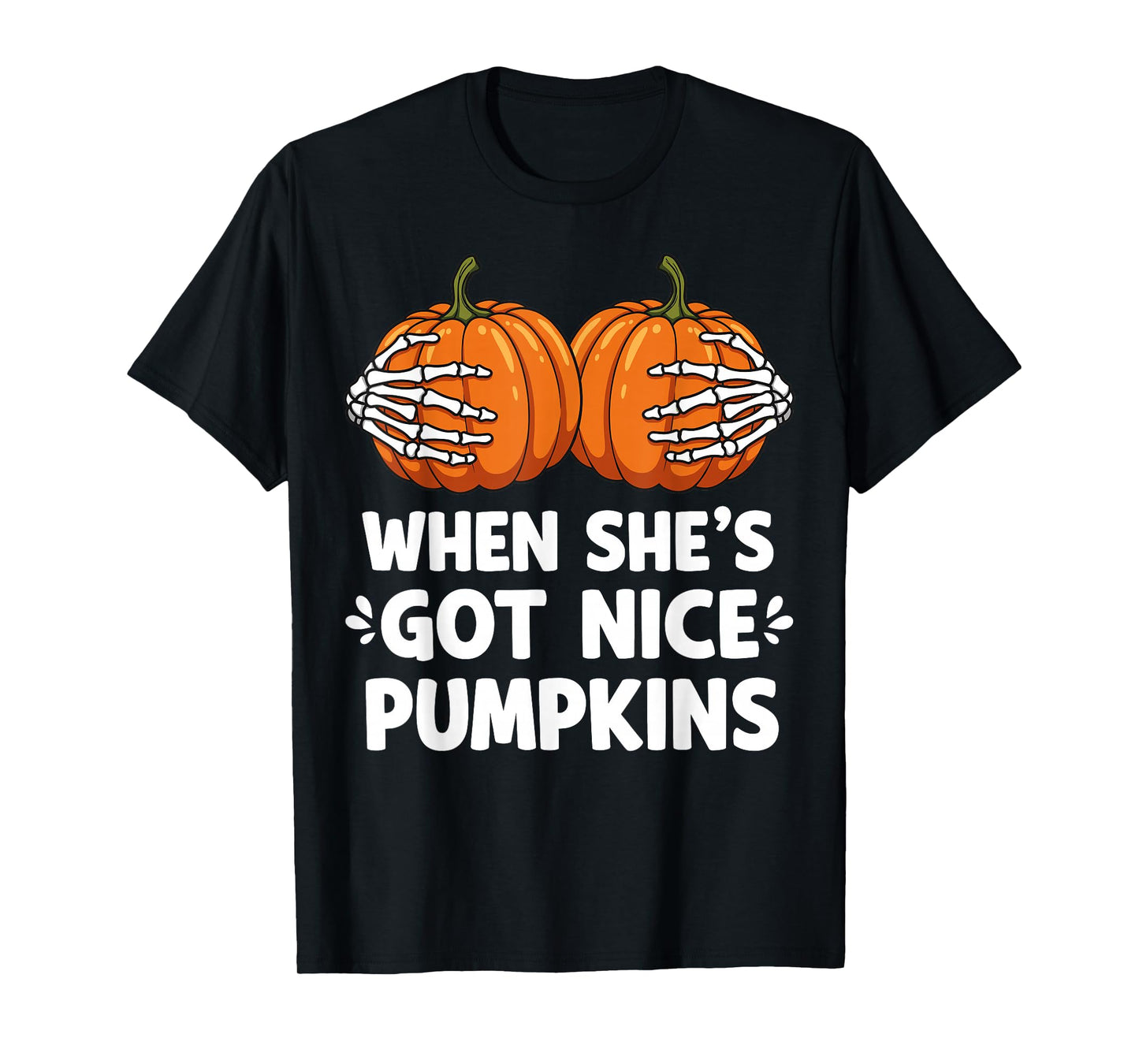 Funny Halloween Skeleton Hands Holding Pumpkins T-Shirt