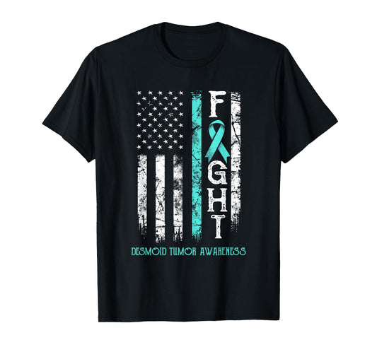 Desmoid Tumor Warrior US Flag T-Shirt