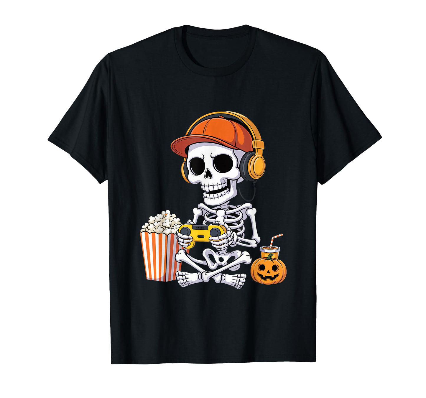 Funny Halloween Skeleton Gamer Video Gaming Boys Men Kids T-Shirt