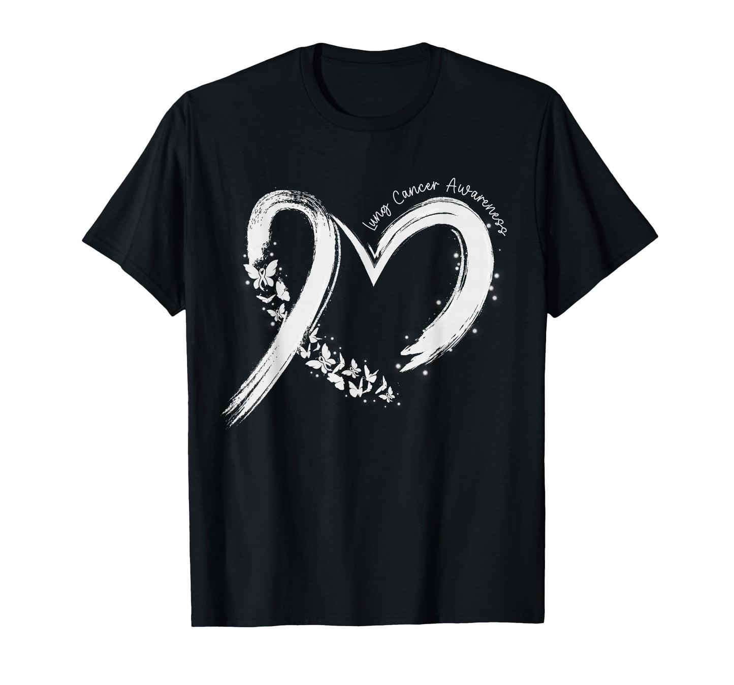 Support Lung Cancer Awareness Heart White Ribbon Women Girls T-Shirt