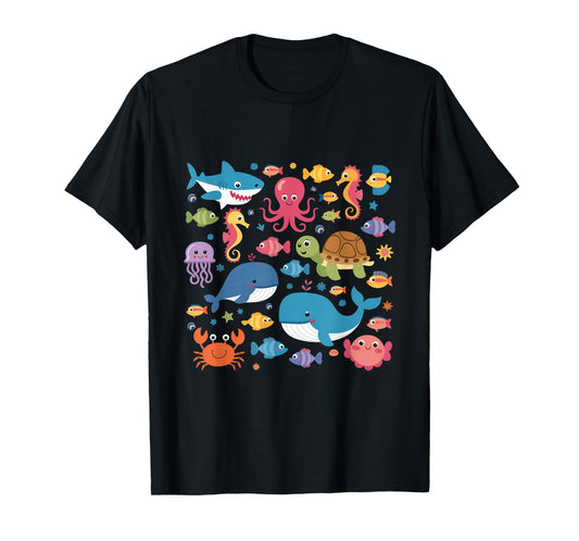 Cute Sea Animals Kids Children Ocean Creatures Clownfish T-Shirt