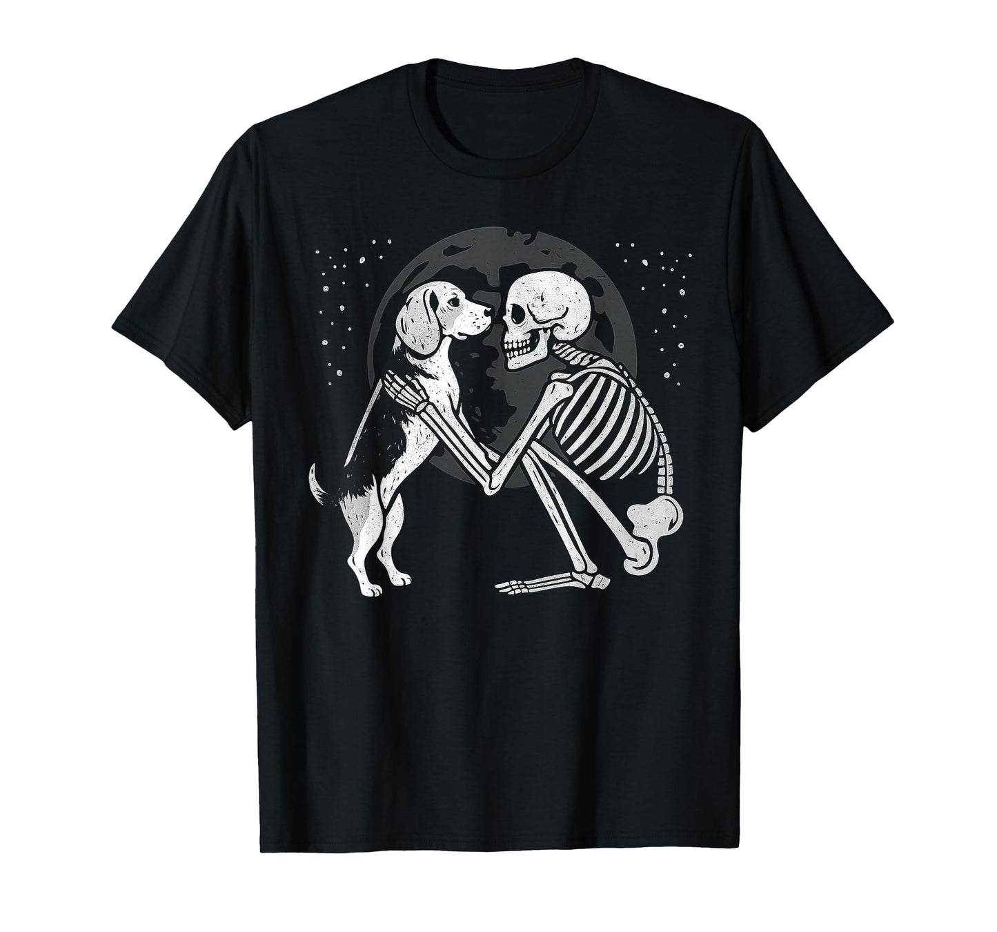 Beagle Skeleton Moon Halloween Dog Lover T-Shirt