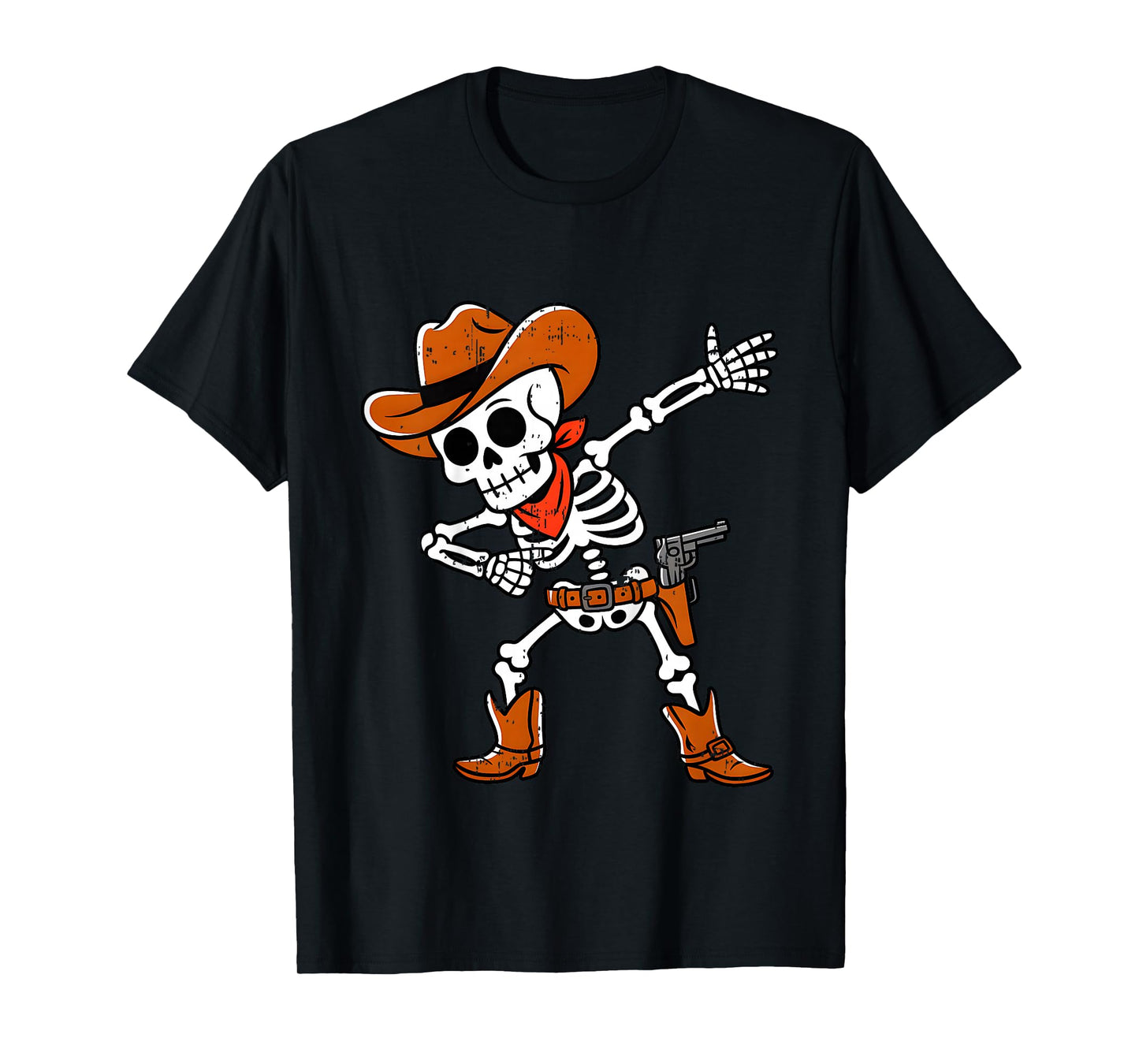 Kids Dabbing Skeleton Cowboy Funny Halloween Costume Boys Kids T-Shirt