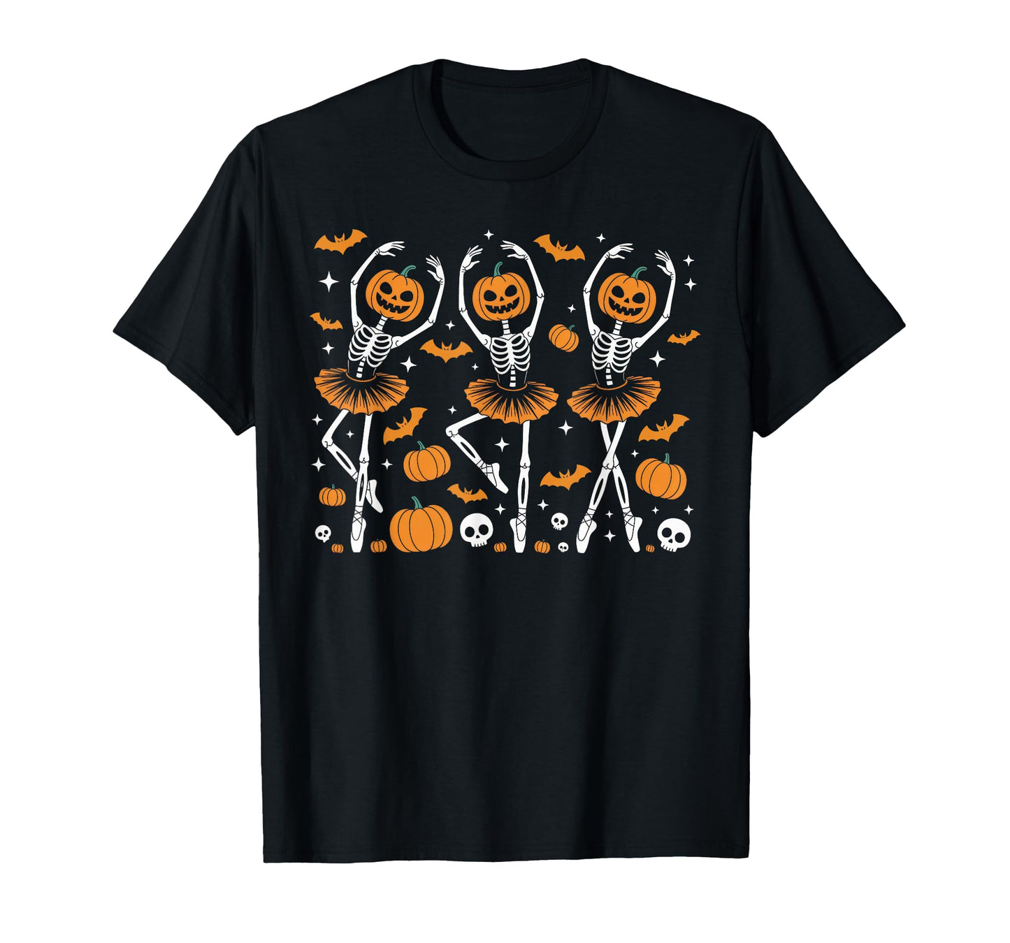 Ballet Pumpkin Skeleton Scary Halloween Men Women Girl T-Shirt