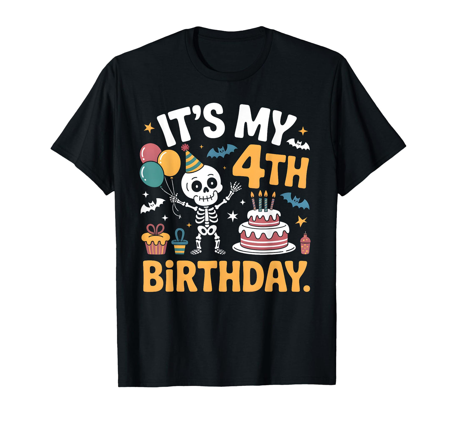 It’s My 4th Birthday Spooky Skeleton Halloween Costume Kids T-Shirt