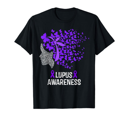 Lupus Awareness Shirt Lupus Purple Butterflies T-Shirt