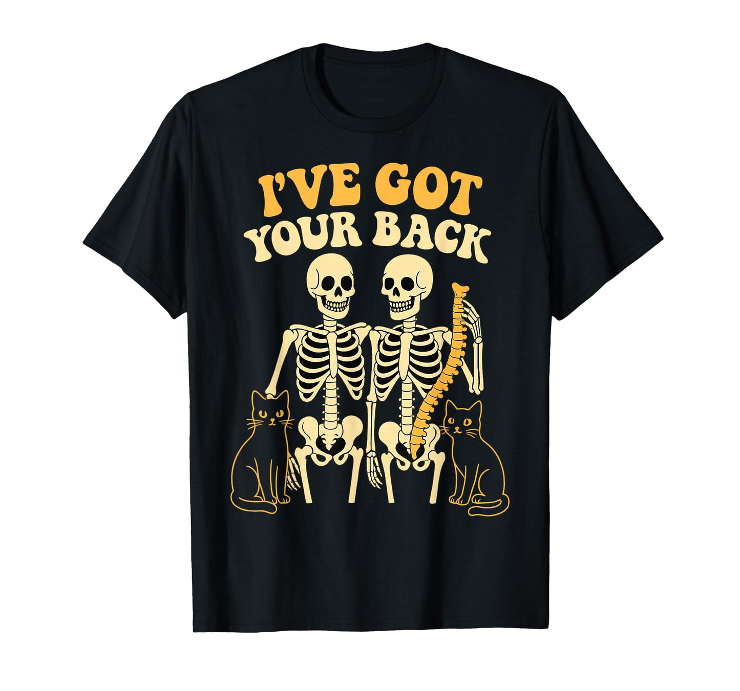 Skeletons with Cats I've Got Your Back Design for Pet Lovers T-Shirt