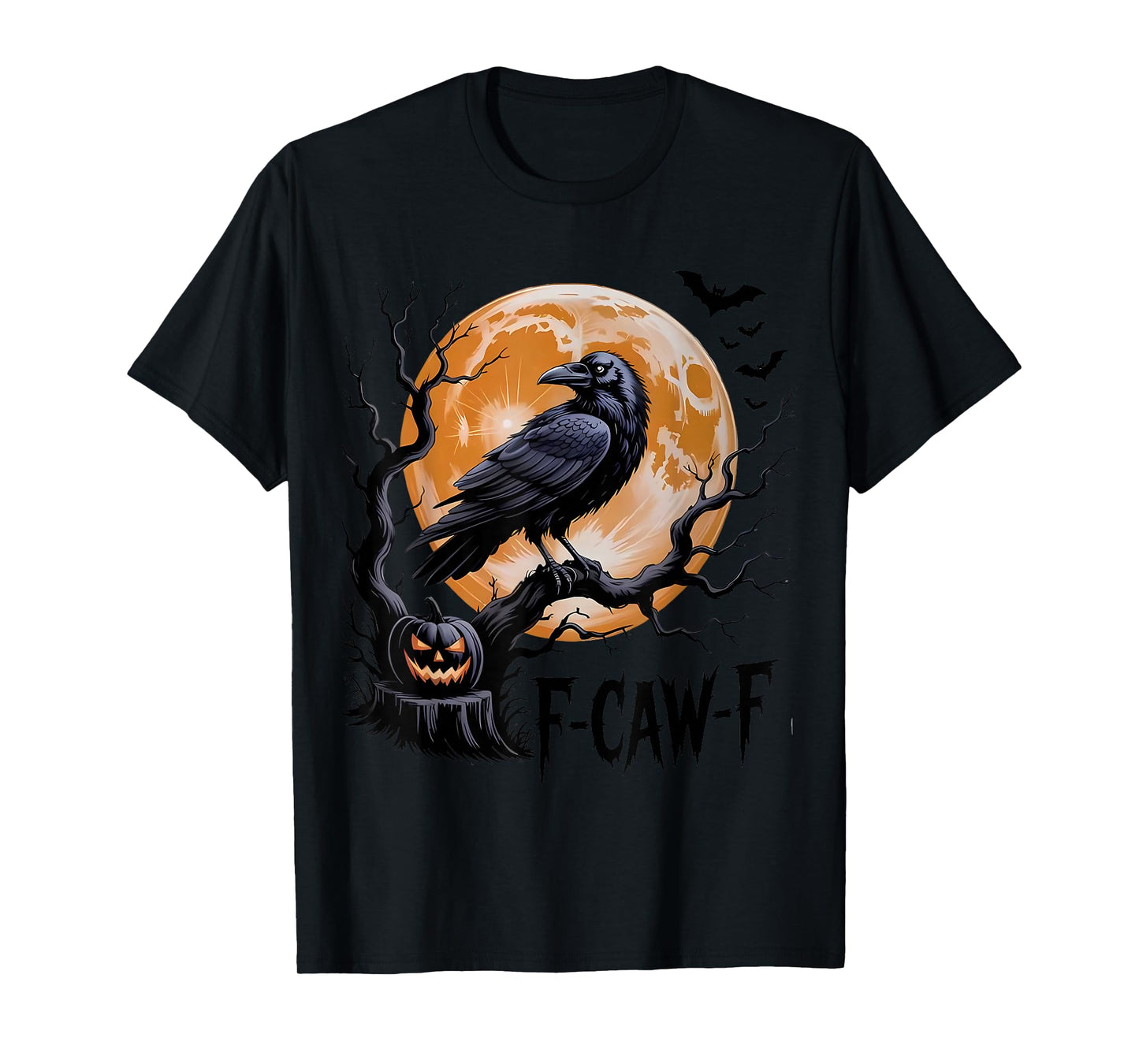 F-Caw-F Black Crow Bird Retro Vintage Gothic Moon T-Shirt