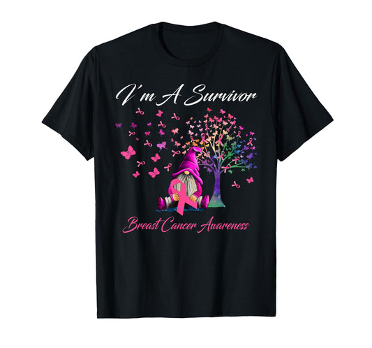 Funny Gnomes I'm A Survivor Breast Cancer Awareness T-Shirt