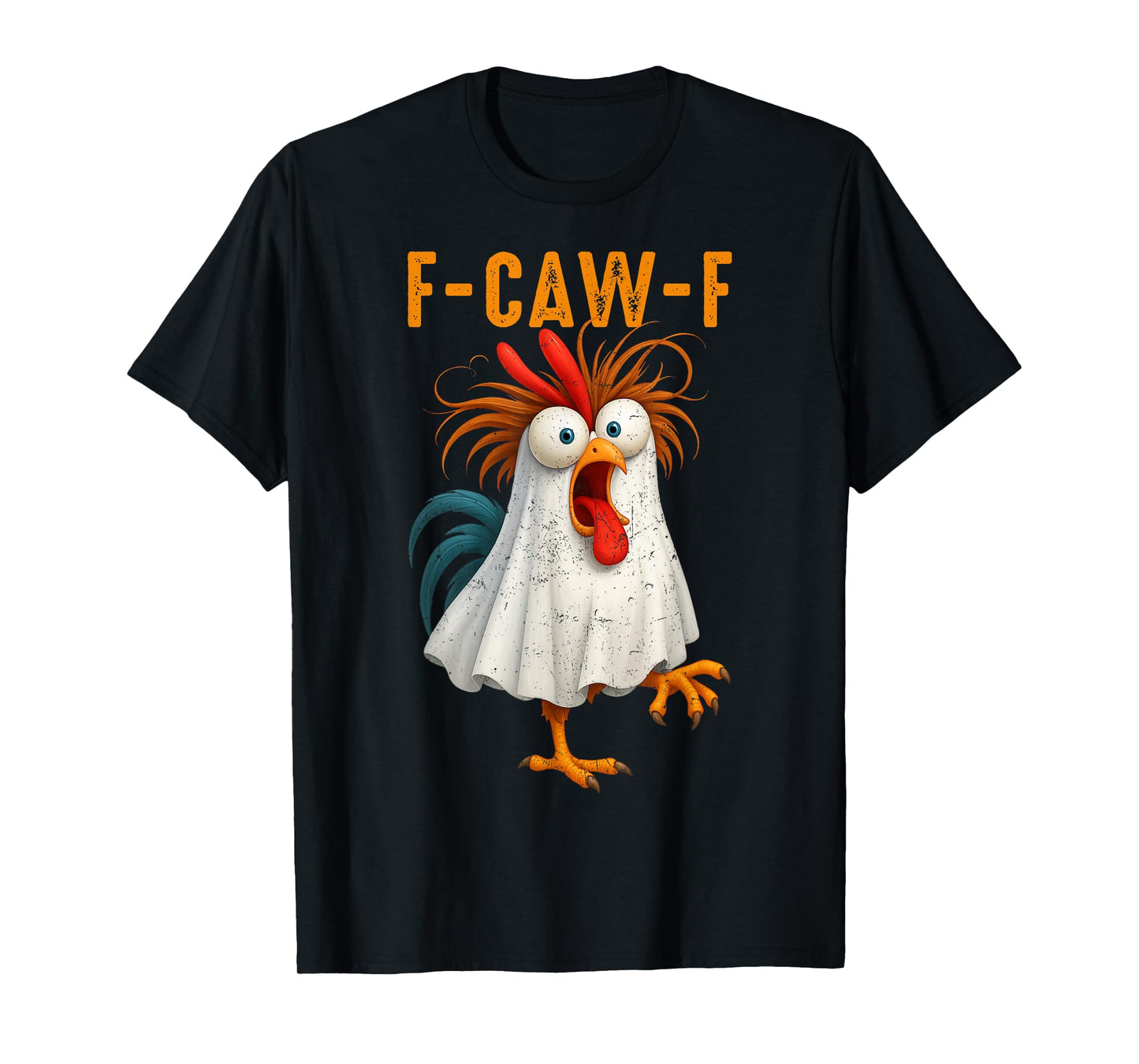 F-Caw-F Funny Halloween Ghost Chicken Quote Rooster Meme T-Shirt