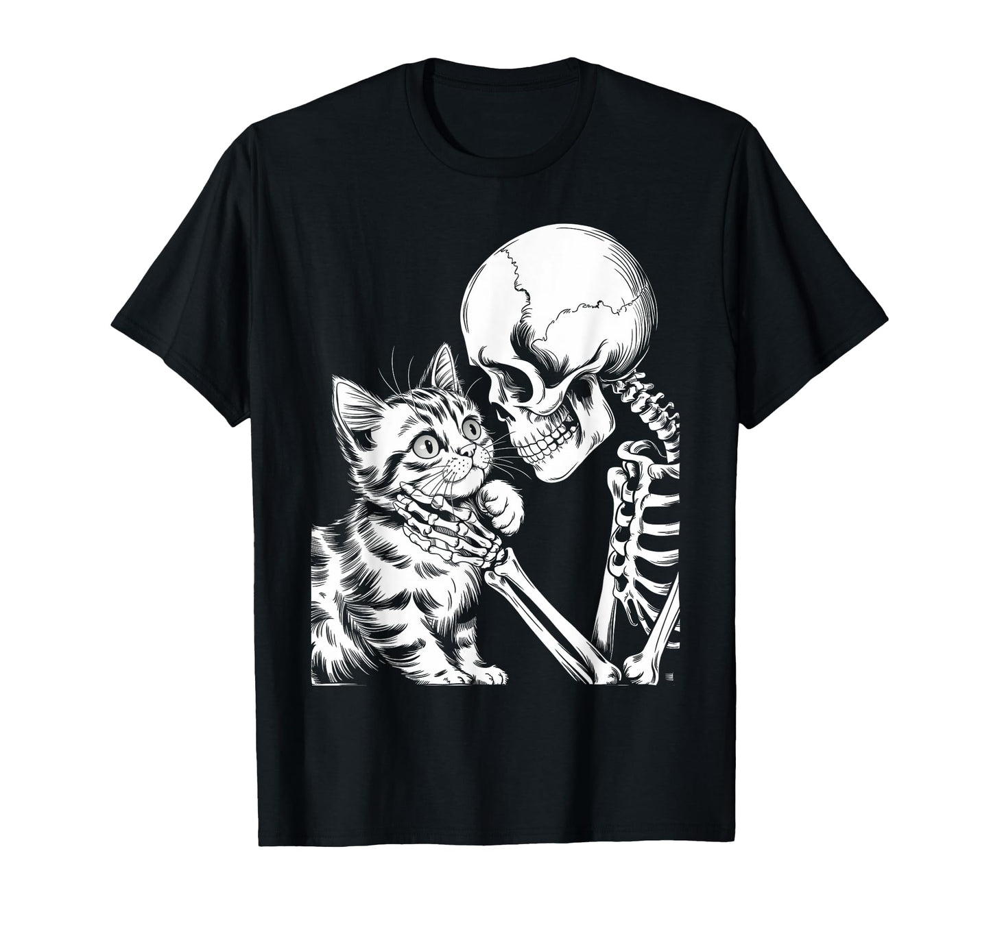Gothic Creepy Skeleton Holding Cat Halloween Spooky Season T-Shirt