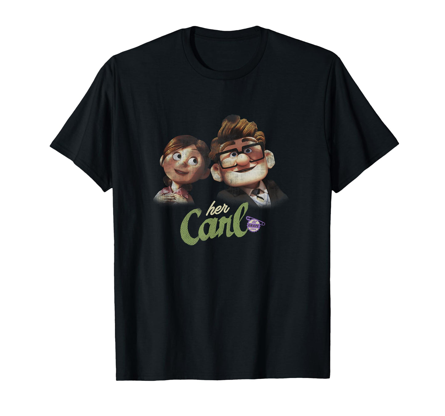 Disney Pixar Up Carl & Ellie Couple Her Carl Distressed T-Shirt