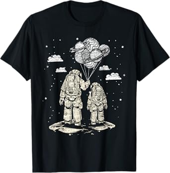 Fathers Day Space Science Astronomy Lover Dad Son Astronaut T-Shirt