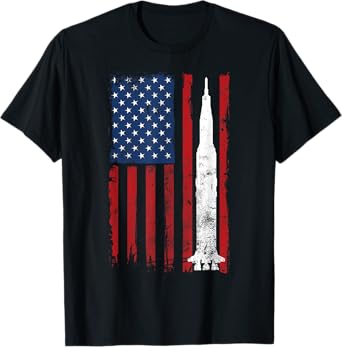 Apollo 11 Saturn V Flag Space Rocket Launch Vintage T-Shirt