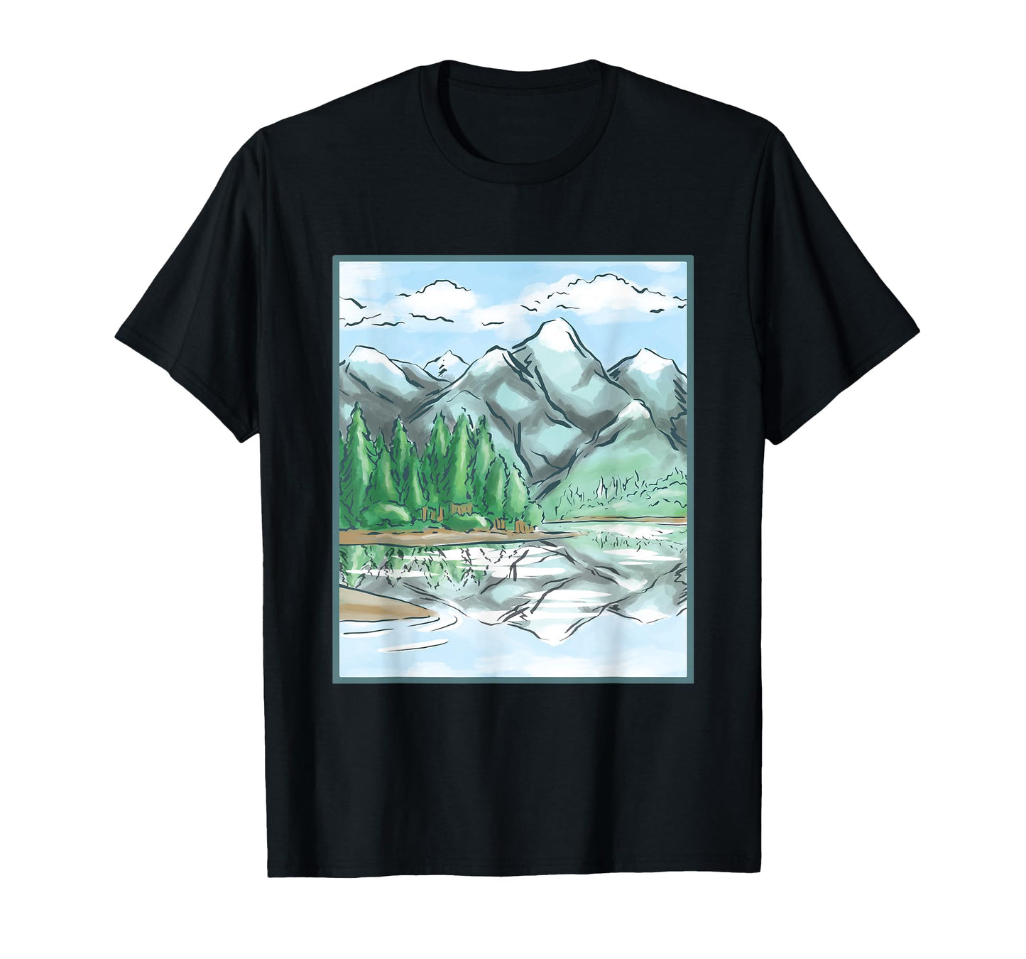 Nature Forest Lake Mountain Landscape T-Shirt