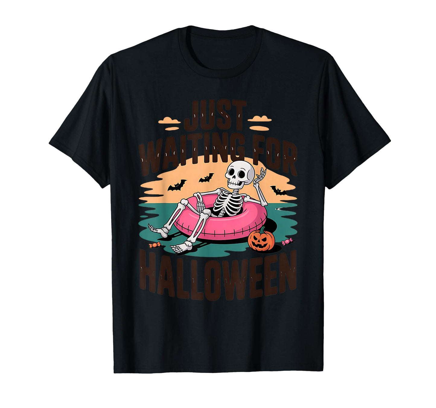 Just Waiting for Halloween Skeleton Fun T-Shirt