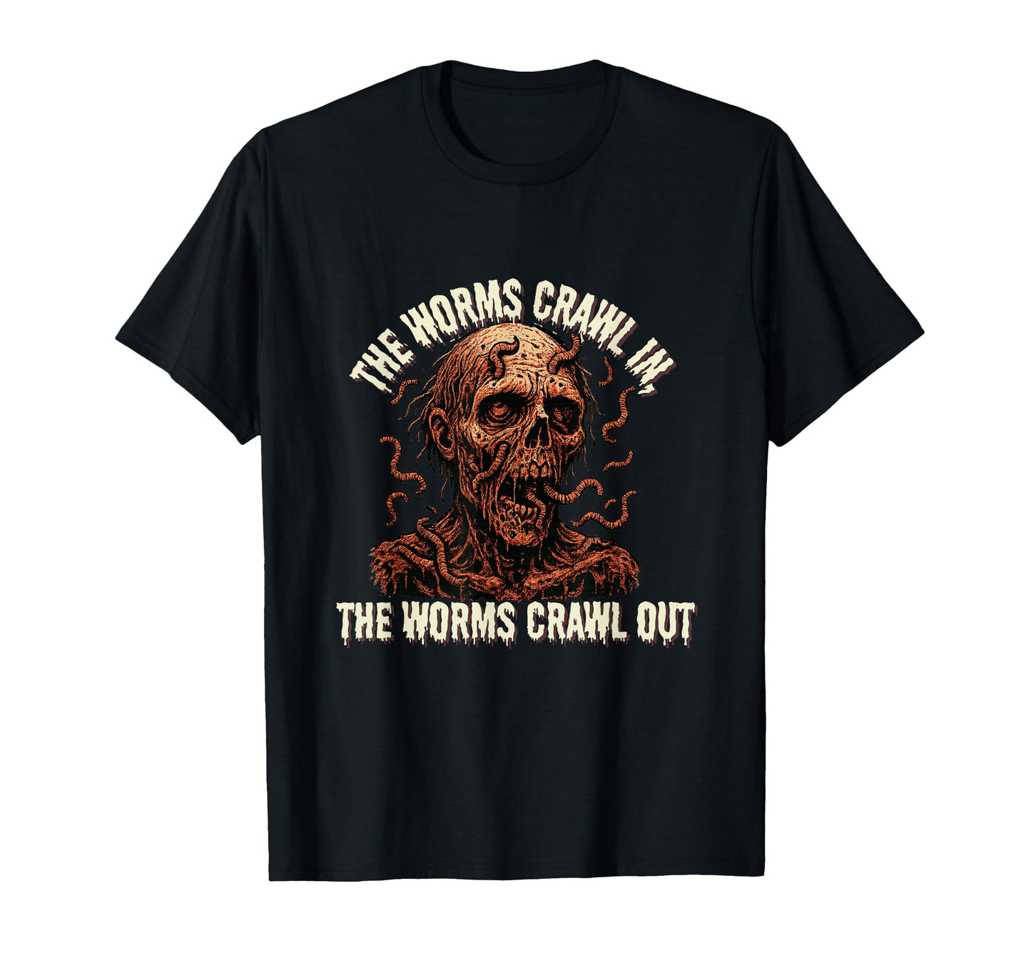 Zombie Corpse The Worms Crawl in Halloween Scary Horror T-Shirt