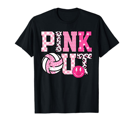 Pink Out Volleyball Breast Cancer Awareness Women Outfit T-Shirt