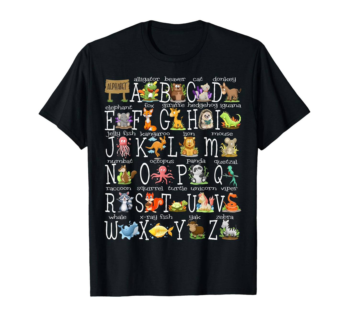 Back to School Kids Cute Animals A-Z Alphabet ABCs Teacher T-Shirt
