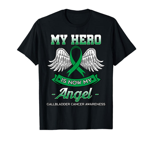 My Hero Is Now My Angel Gallbladder Cancer Awareness Fighter T-Shirt