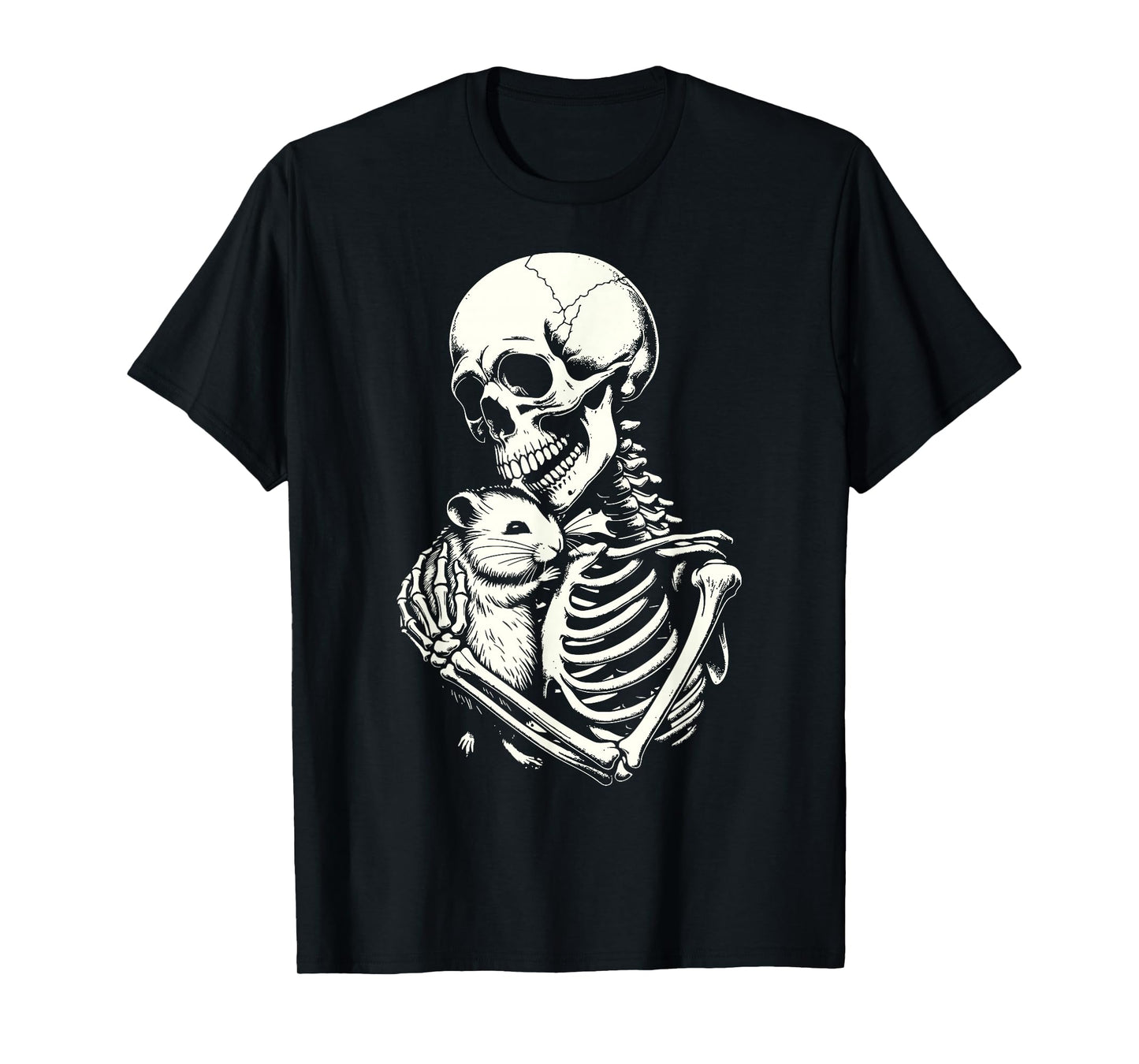 Skeleton Hugging Hamster Halloween T-Shirt