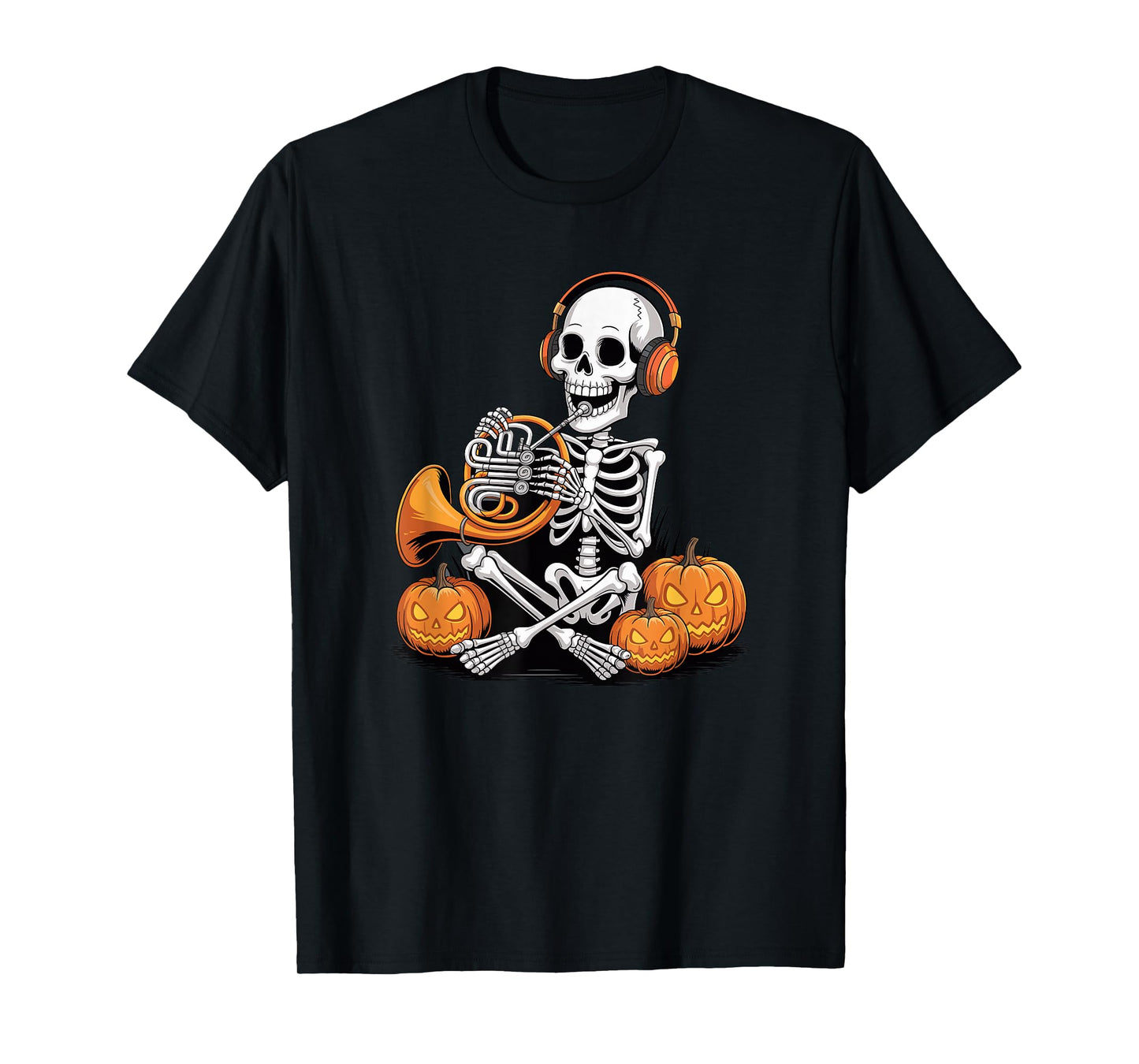 Halloween Skeleton French Horn Hornist T-Shirt