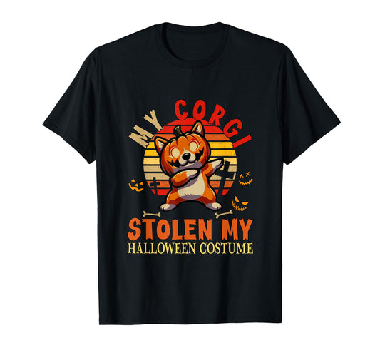 Corgi Stolen My Halloween Costume Dog Carved Pumpkin T-Shirt