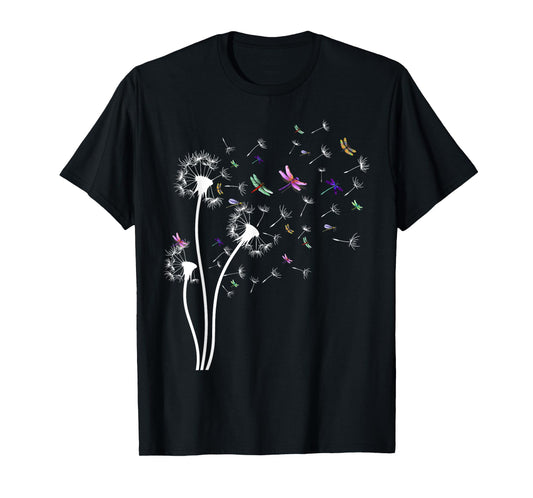 Dandelion Dragonfly Flower, Floral Dragonfly Tree T-Shirt