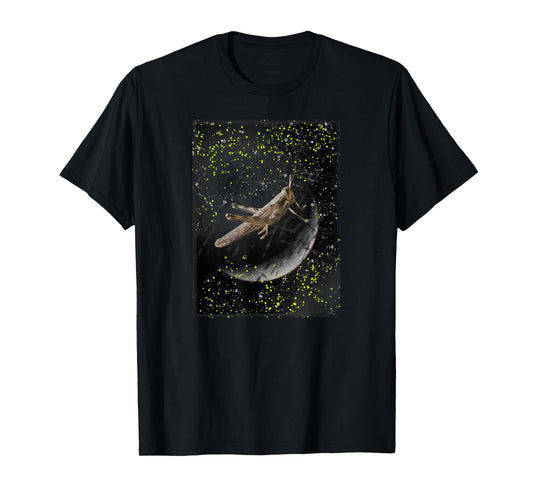 Cosmic Grasshopper Detailed in Space Galactic Art Design T-Shirt
