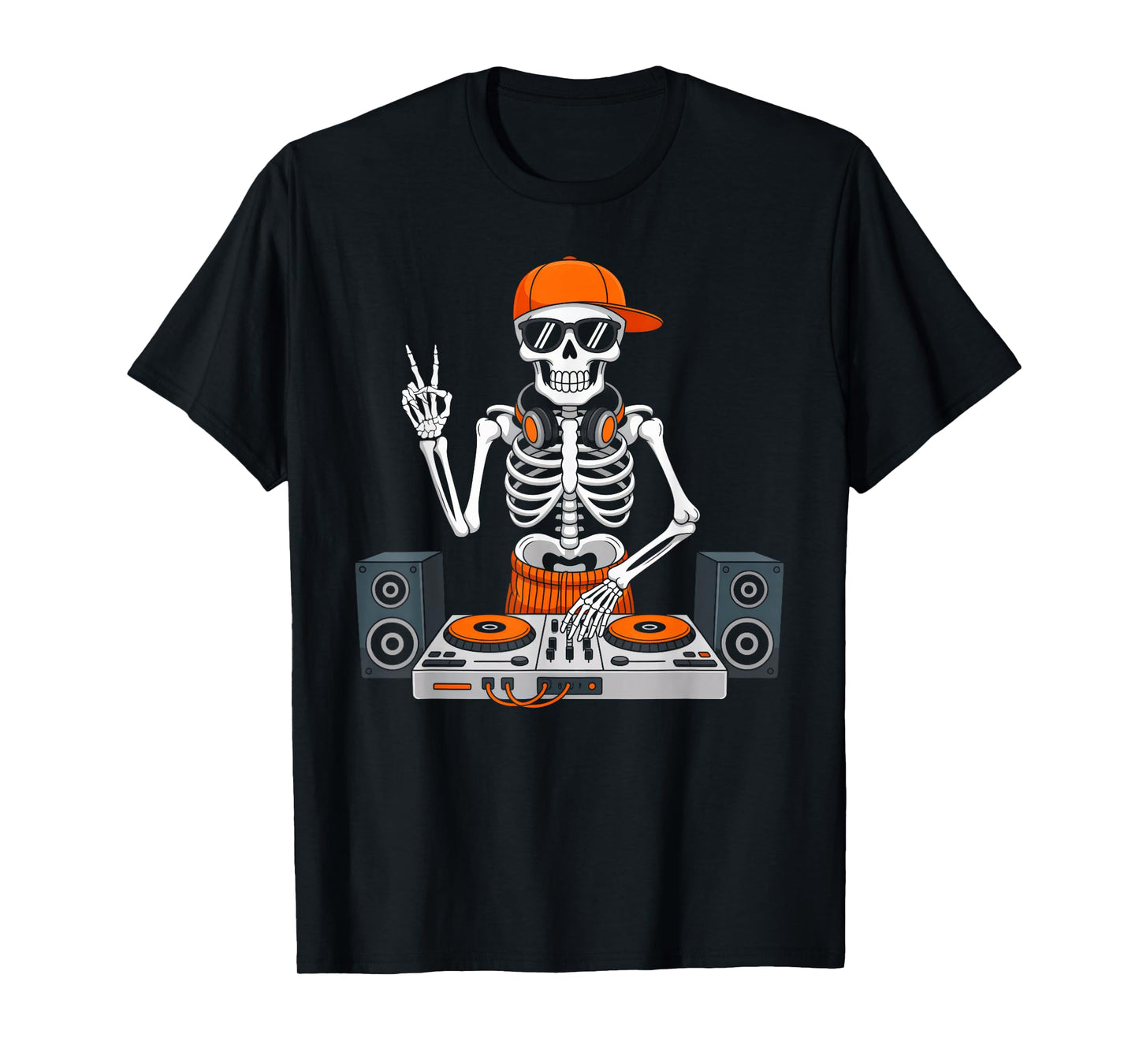 Skeleton DJ Lazy Halloween Costume Boys Men Kids Music Lover T-Shirt